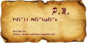 Páli Mátyás névjegykártya